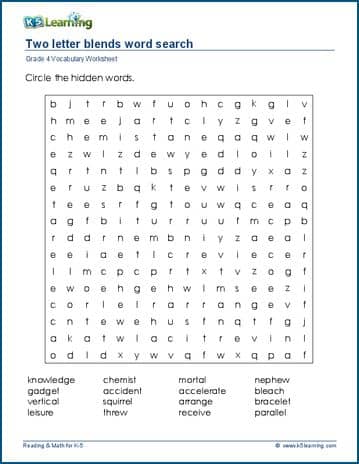 word search for grade 4 k5 learning