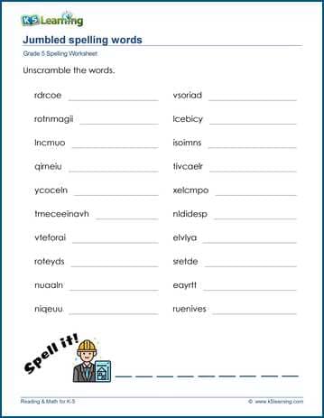 jumble words for grade 1