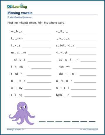 missing vowels puzzle k5 learning