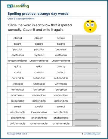 spelling challenge for grade 5 k5 learning