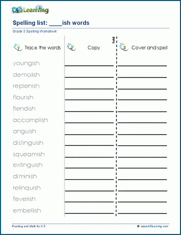 Spelling practice - grade 5 spelling suffix words 2