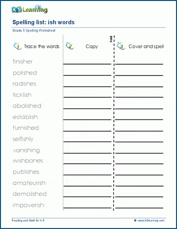 Spelling practice - grade 5 three letter blends 2