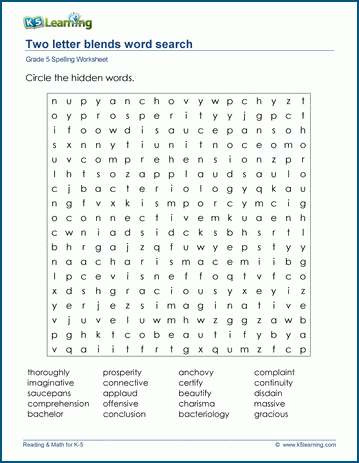 Grade 5 spelling worksheet word search