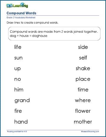 for grade free worksheets compound 1 K5    Grade vocabulary Learning  words 2 compound worksheet