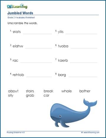 scrambled words worksheet