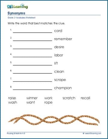 Synonyms for grade 2 | K5 Learning