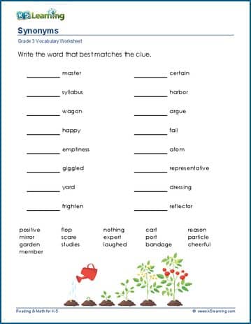 Synonyms worksheets