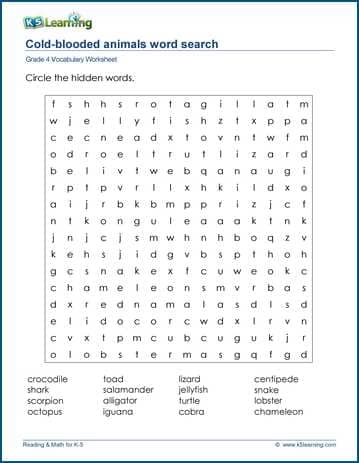 word search for grade 4 k5 learning