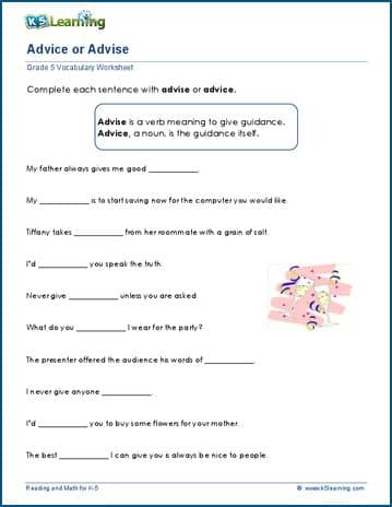 advice or advise in sentences k5 learning