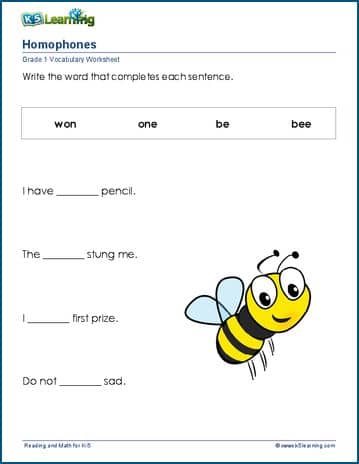 grade 1 homophones k5 learning