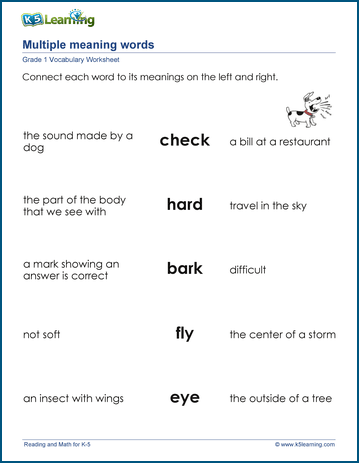 Multiple meaning words exercises