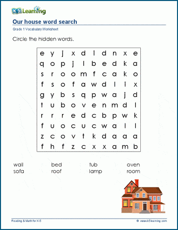 Word searches for grade 1