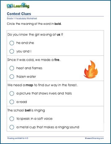 context clues for grade 1 k5 learning