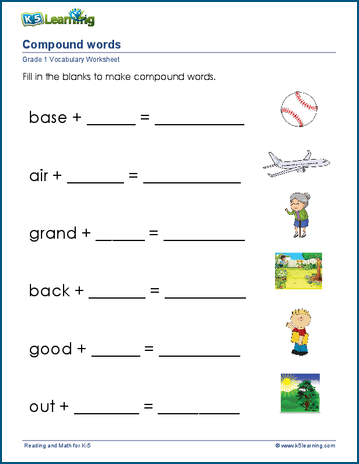 Write compound words for grade 1