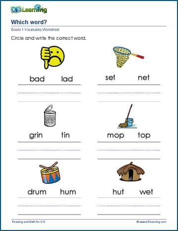 printable matching words to