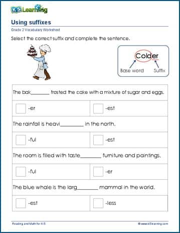 suffixes worksheets 2nd grade pic toethumb