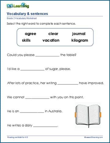 sentences worksheets for grade 2 k5 learning