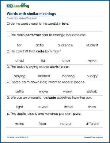 of meaning words 2 meanings worksheet Grade 2 vocabulary vocabulary   K5