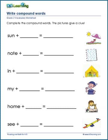 compound words with pictures worksheets