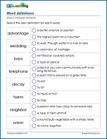 Applying meaning of words worksheets