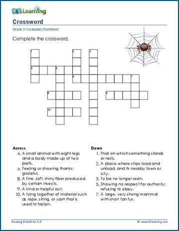 Grade 3 crosswords