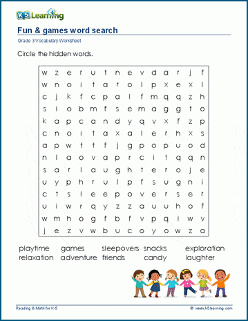 Grade 3 word search: Fun & games word search