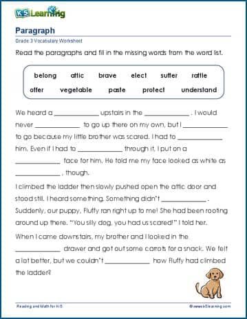 Paragraphs Worksheets For Grade 3 K5 Learning