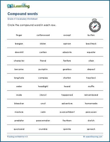 compound words worksheet