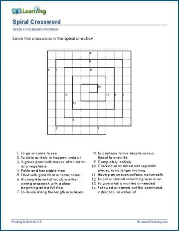 Grade 4 spiral crosswords