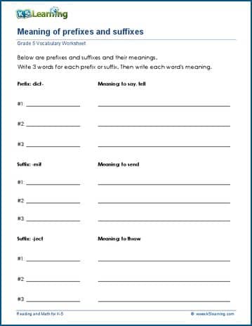 Grade 5 Vocabulary Worksheet homopgraph definitions