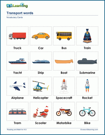 Transportation Matching worksheet  Vocabulary, English vocabulary