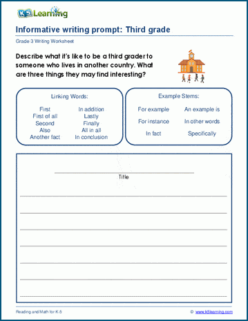 sample essay writing for grade 3