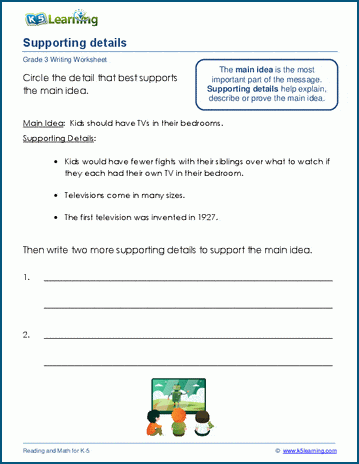 Supporting details worksheet