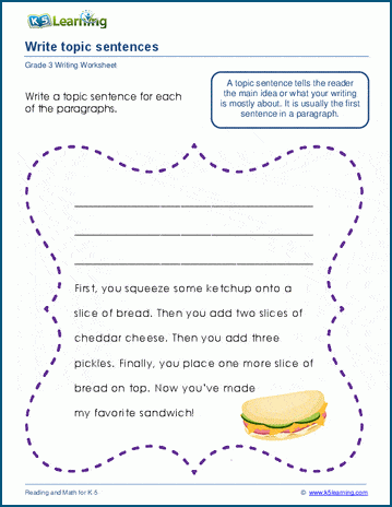 Topic sentences worksheets | K5 Learning