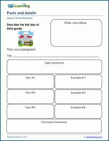 Adding facts and details to writing worksheets