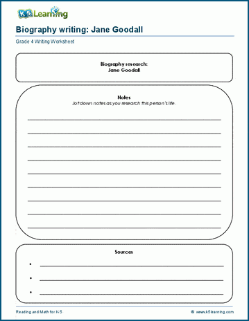 Biography writing worksheets