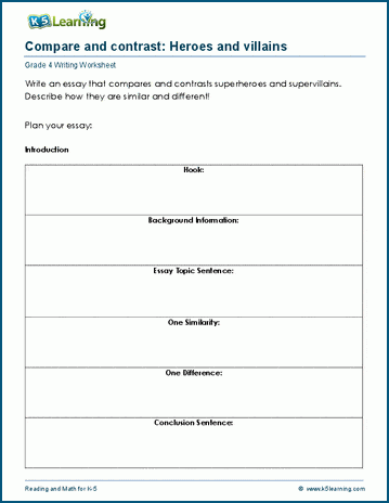 Grade 4 informative writing worksheet