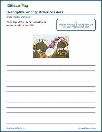 Descriptive writing worksheets K5 Learning