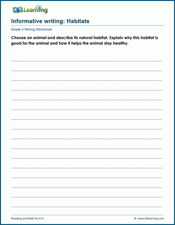 Grade 4 informative writing worksheet