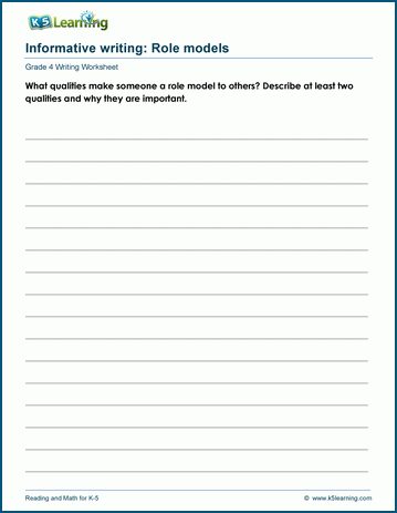 Grade 4 informative writing worksheet