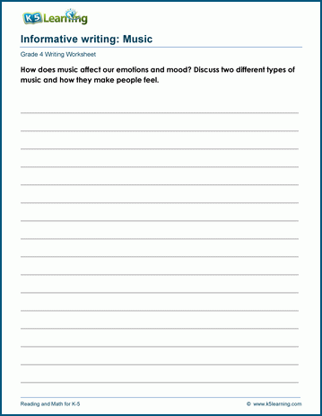 Grade 4 informative writing worksheet