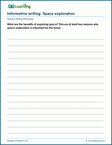 Grade 4 informative writing worksheet