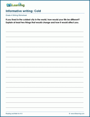 Grade 4 informative writing worksheet