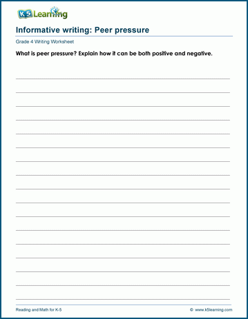 Grade 4 informative writing worksheet