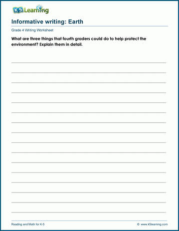 Grade 4 informative writing worksheet
