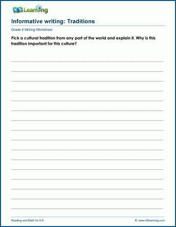 Grade 4 informative writing worksheet