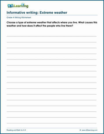 Grade 4 informative writing worksheet