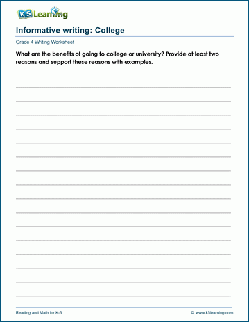 Grade 4 informative writing worksheet