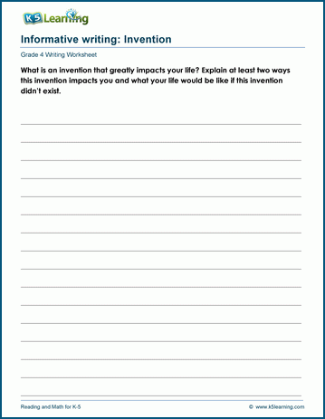 Grade 4 informative writing worksheet