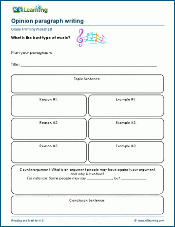 Grade 4 opinion writing worksheet